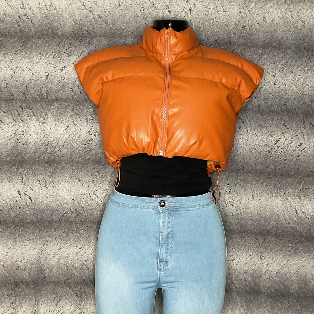 Women's Orange Puffer Vest
